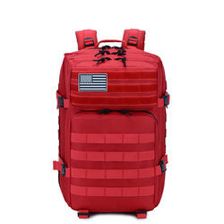 Ba lô máy tính xách tay du lịch chiến thuật màu đỏ Polyester Ba lô quân sự ngoài trời 45L
