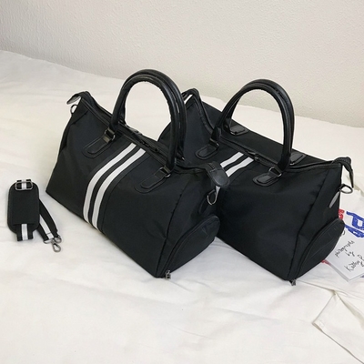 Túi vải thô thể thao dành cho nam giới màu đen Túi vải thô tập thể dục nylon có ngăn đựng giày