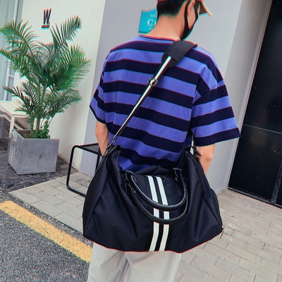 Túi vải thô thể thao dành cho nam giới màu đen Túi vải thô tập thể dục nylon có ngăn đựng giày