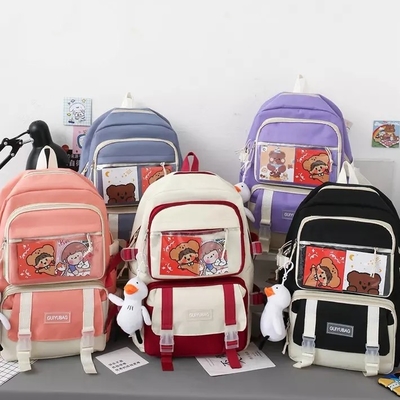 Bộ túi đi học cho bé gái OEM 1.35 inch Dung tích lớn 5 trong 1 Ba lô Túi bút chì Sling