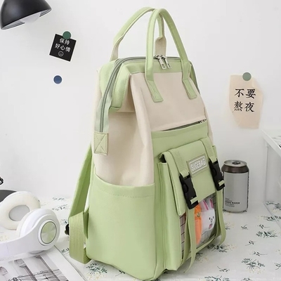 Bộ ba lô màu xanh lá cây Máy tính xách tay Sinh viên Túi sách bền Cô gái