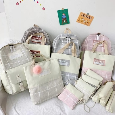 Bộ ba lô du lịch dành cho phụ nữ 4pc Ba lô máy tính xách tay chắc chắn Teens Canvas