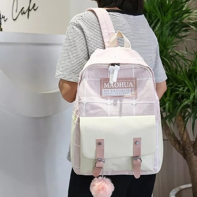 Bộ ba lô du lịch dành cho phụ nữ 4pc Ba lô máy tính xách tay chắc chắn Teens Canvas