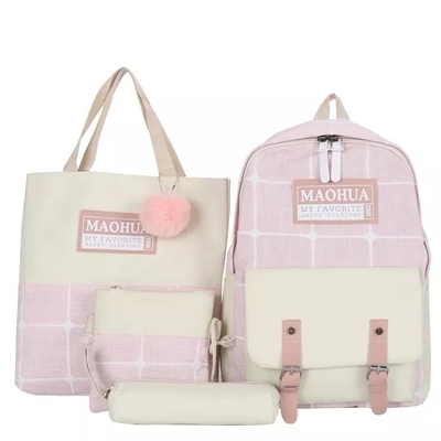 Bộ ba lô du lịch dành cho phụ nữ 4pc Ba lô máy tính xách tay chắc chắn Teens Canvas