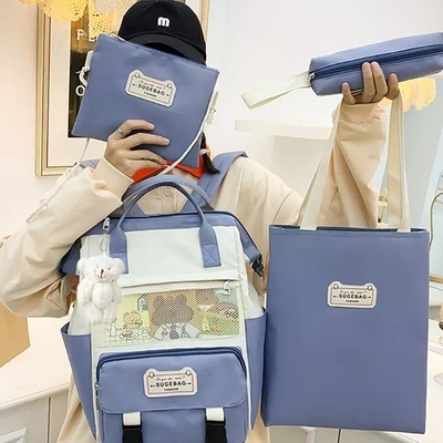 Trường học Bộ ba lô túi 24cm Cô gái Bộ ba lô dễ thương Phim hoạt hình trẻ em Thanh thiếu niên