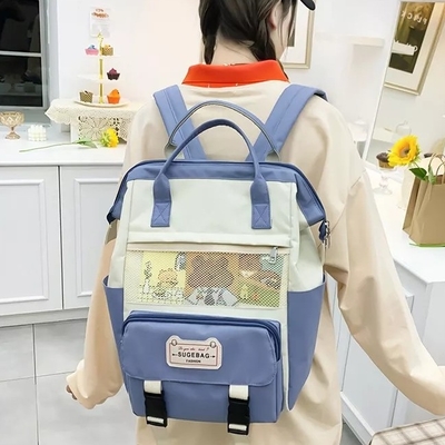 Trường học Bộ ba lô túi 24cm Cô gái Bộ ba lô dễ thương Phim hoạt hình trẻ em Thanh thiếu niên