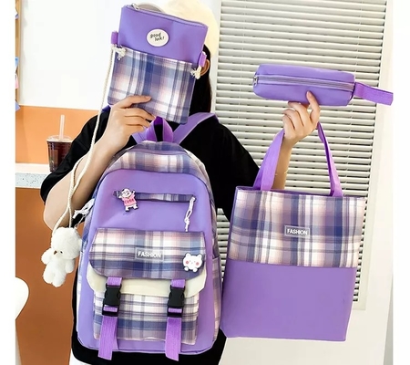 Bộ ba lô nữ màu tím Bộ ba lô thẩm mỹ chống thấm nước cho nữ sinh