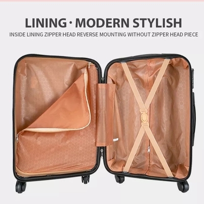 Bộ lót Polyester Vỏ cứng Bộ hành lý Vali xe đẩy 24'' Khóa hành lý Tsa 3 chiếc Pp Mang theo