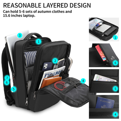 Túi đựng cặp công sở thời trang dành cho nam giới đi công tác Máy tính xách tay mở hoàn toàn RFID Đen