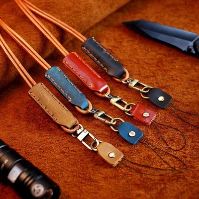Dây đeo điện thoại đa năng OEM Dây đeo cổ bằng da có thể điều chỉnh Dây đeo điện thoại bằng kim loại vá