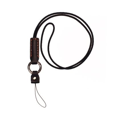 Dây đeo điện thoại đa năng OEM Dây đeo cổ bằng da có thể điều chỉnh Dây đeo điện thoại bằng kim loại vá