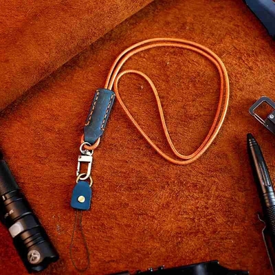 Dây đeo điện thoại đa năng OEM Dây đeo cổ bằng da có thể điều chỉnh Dây đeo điện thoại bằng kim loại vá
